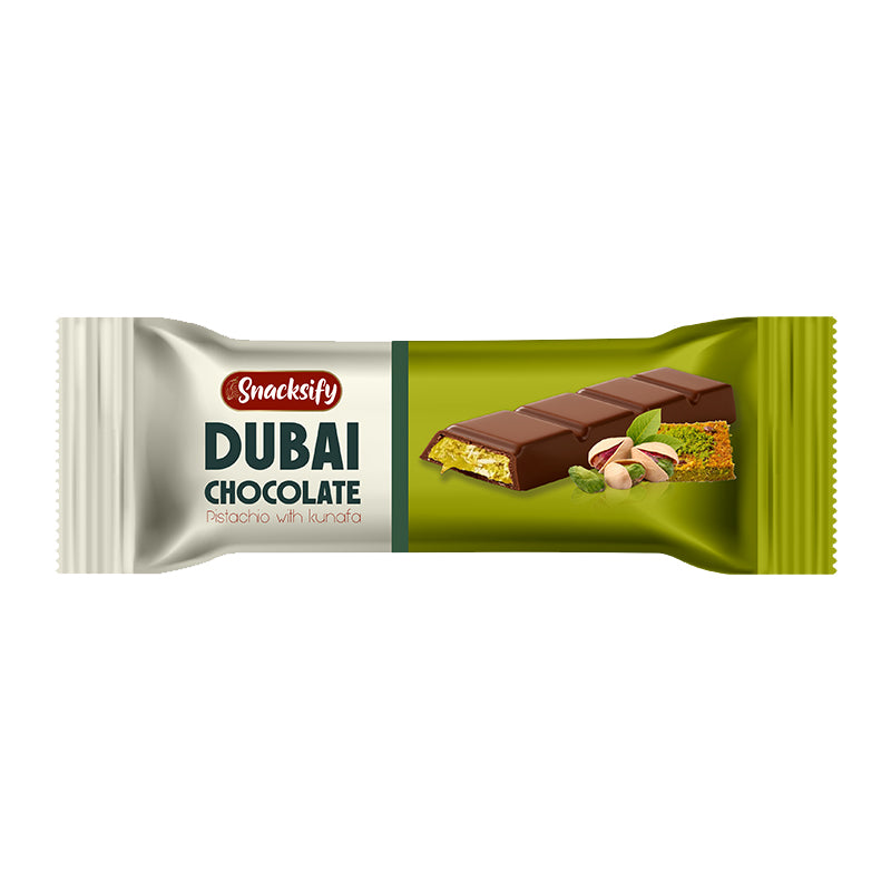 Wholesale Dubai Chocolate bar packaging on a white background